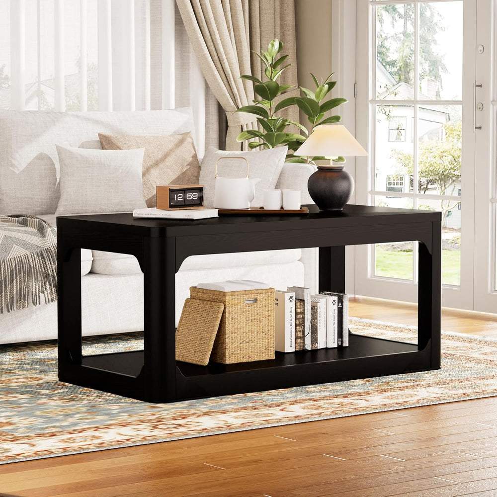 Coffee Table and End Table Sets 3-Piece for Living Room | 2-Tier Storage, Woo...