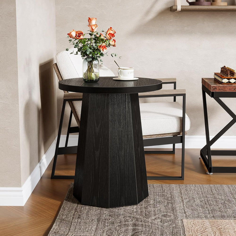 Tribesigns Round Pedestal End Table, Farmhouse Couch Side Table with Octagona...