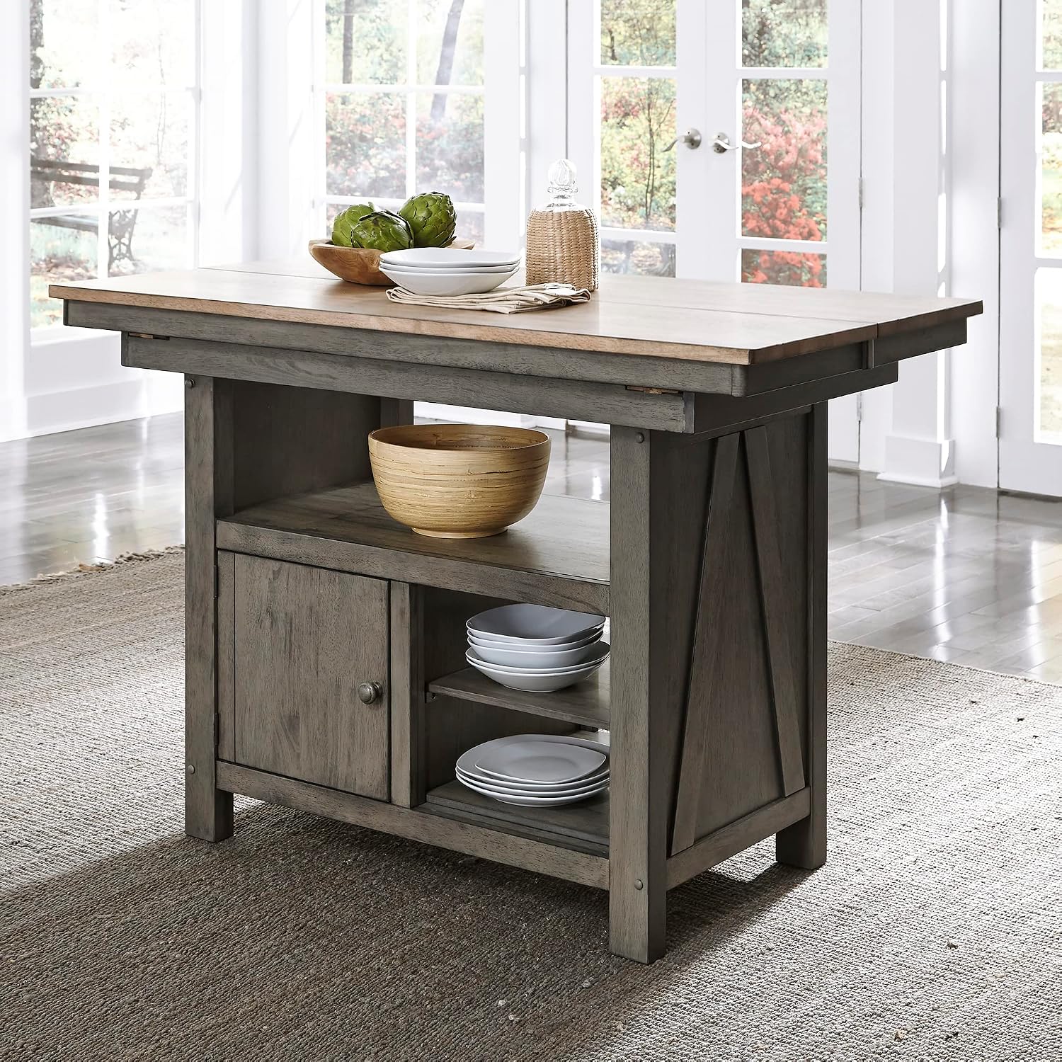 Liberty Furniture Industries Lindsey Farm Kitchen Island, W46 x D54 x H36, Light Gray