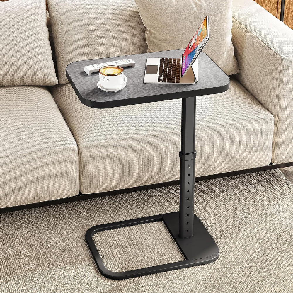Kitstorack TV Tray Table, Adjustable Height & Rounded Metal Corners, Snac...