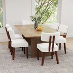GOTMINSI Mid Century Modern Dining Chairs,Velvet Farmhouse Upholstered Kitchen Chairs, Accent Curved Backrest Dining Room Chairs with Hardwood Legs (Beige-Walnut Legs, 4PCS)
