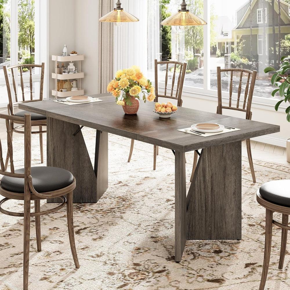 GarveeHome 70.9'' Rectangular Dining Table for 6-8, Wooden Thickened ...