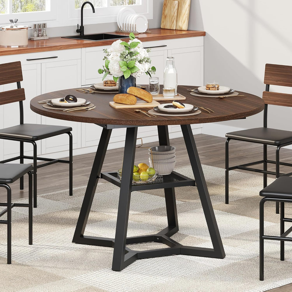 knoworld Round Dining Table for 4, Kitchen Tables Dining Room Circle Dinner T...