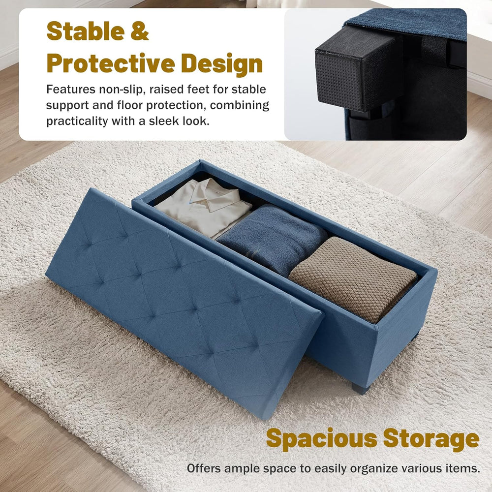 DUMOS Storage Ottoman Bench, 43.3 Inch End of Bed Bench for Living Room | 27 ...