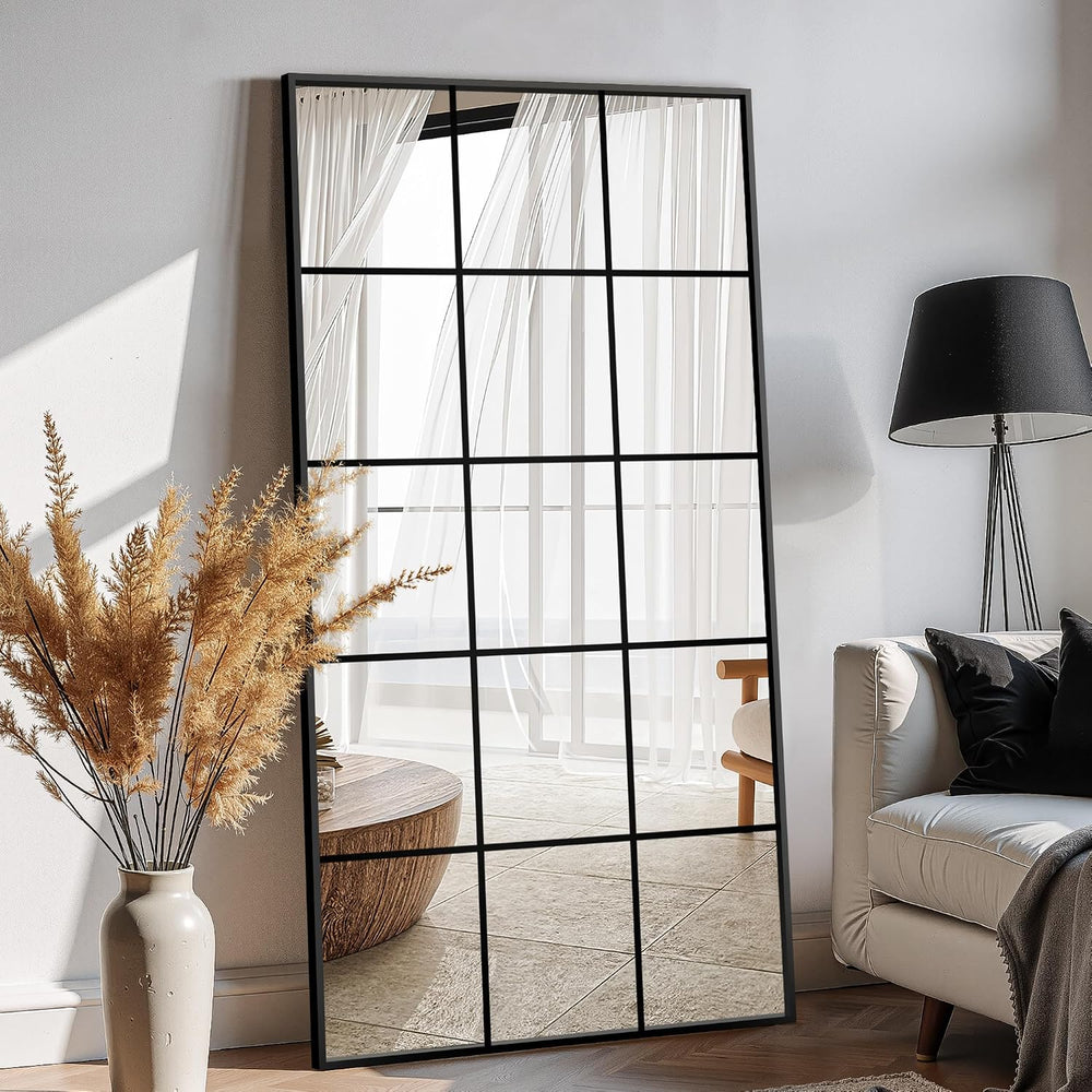 Large Window Pane Full Length Mirror 28"x55" Black