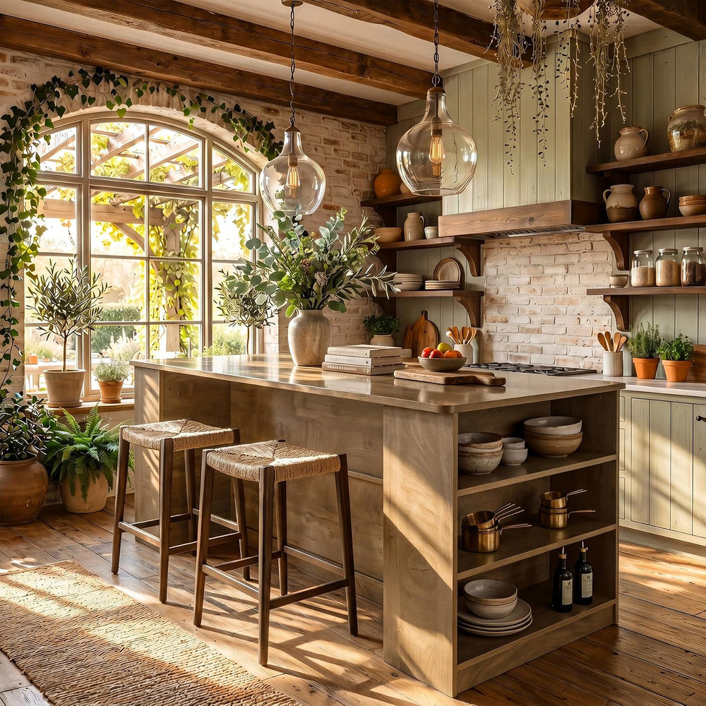 Tribesigns 71" Kitchen Island with Storage and Seating, Wooden Stationar...