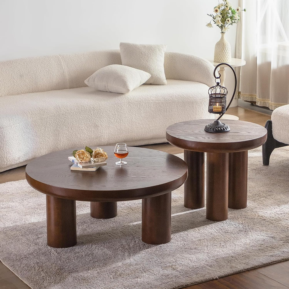 24" Walnut End Table, Simple End Table, Handcrafted Solid Round Table fo...