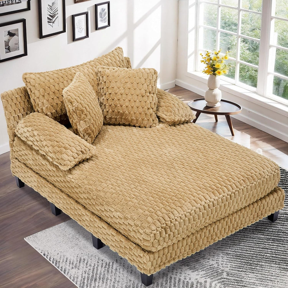 Faux Fur Oversized Chaise Lounge Indoor with Adjustable Backrest | 59 Inches ...
