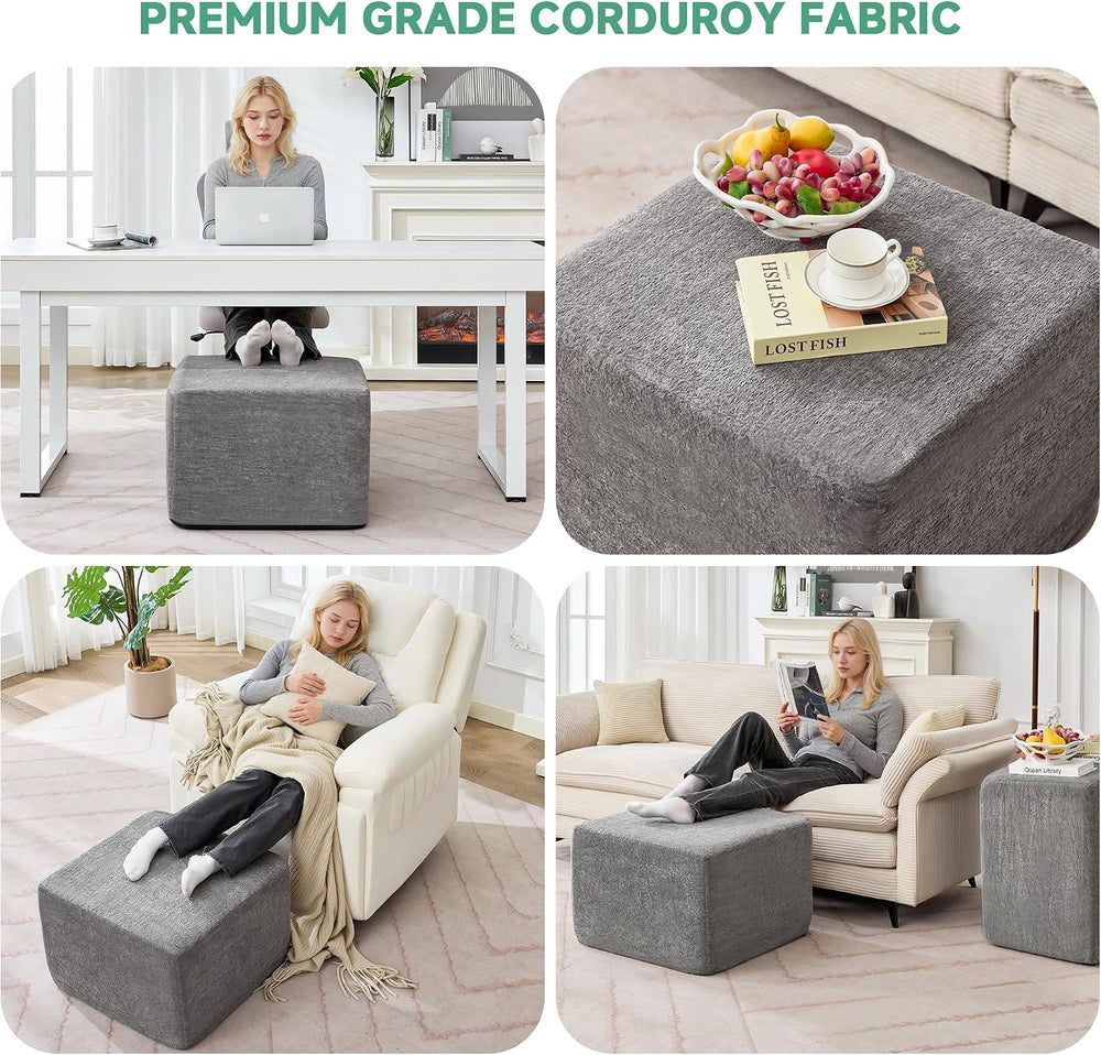 23.6'' Square Pouf Ottoman Foot Rest with High-Rebound Solid One-Piec...