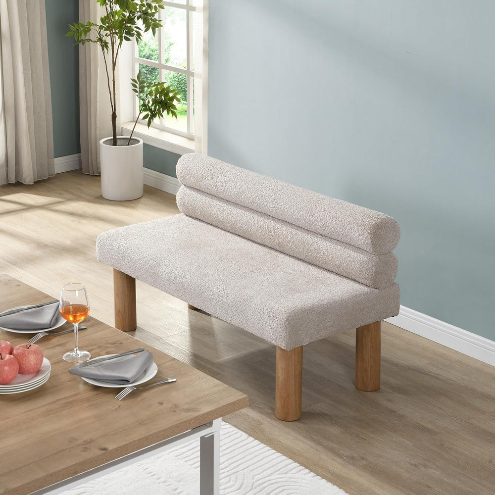Merax Upholstered Dining Bench with Backrest | Bedroom Bench, End Of Bed Otto...