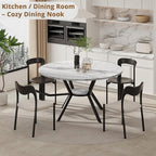 42" Round Dining Table for 2-4, Modern Kitchen Table with Faux Marble Tabletop & Metal Legs, Space Saving Circle Table with Storage, Wood Kitchen & Dining Room Tables for Kitchen Dining Room