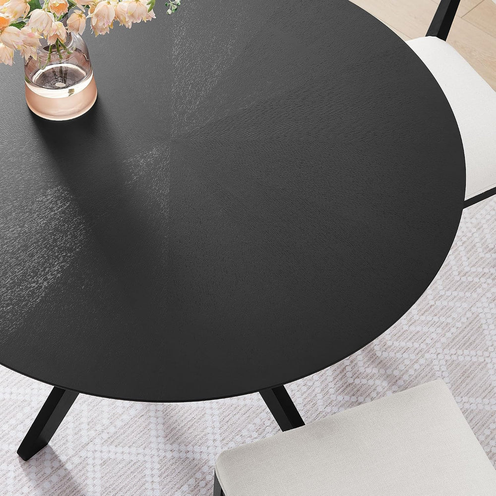 Modway Crossroads 47" Round Wood Dining Table in Black