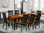 East West Furniture QUWE9-BCH-W 9 Piece Dining Room Table Set Includes a Rectangle Wooden Table with Butterfly Leaf and 8 Kitchen Dining Chairs, 40x78 Inch, Black & Cherry