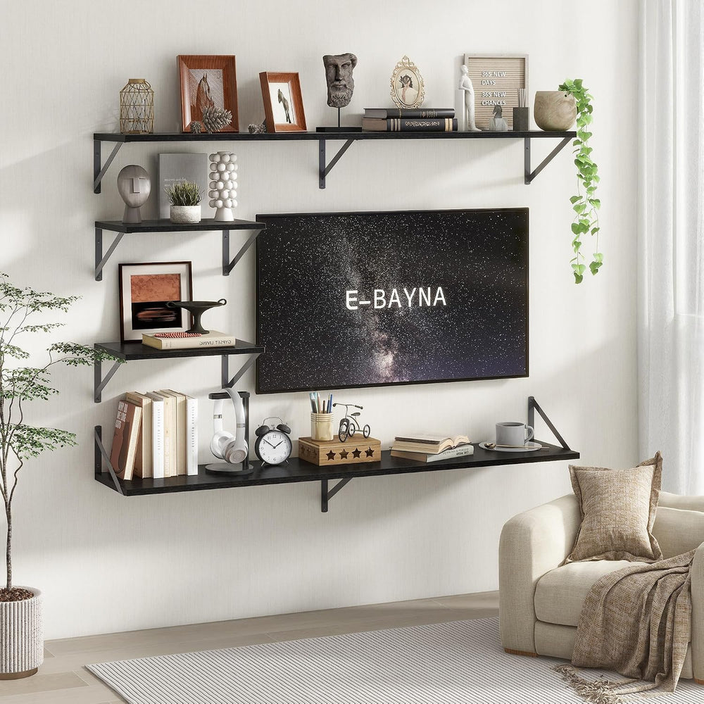 Floating Shelves 48 Inch Long, 10" Deep Floating Shelves, Black Wall She...
