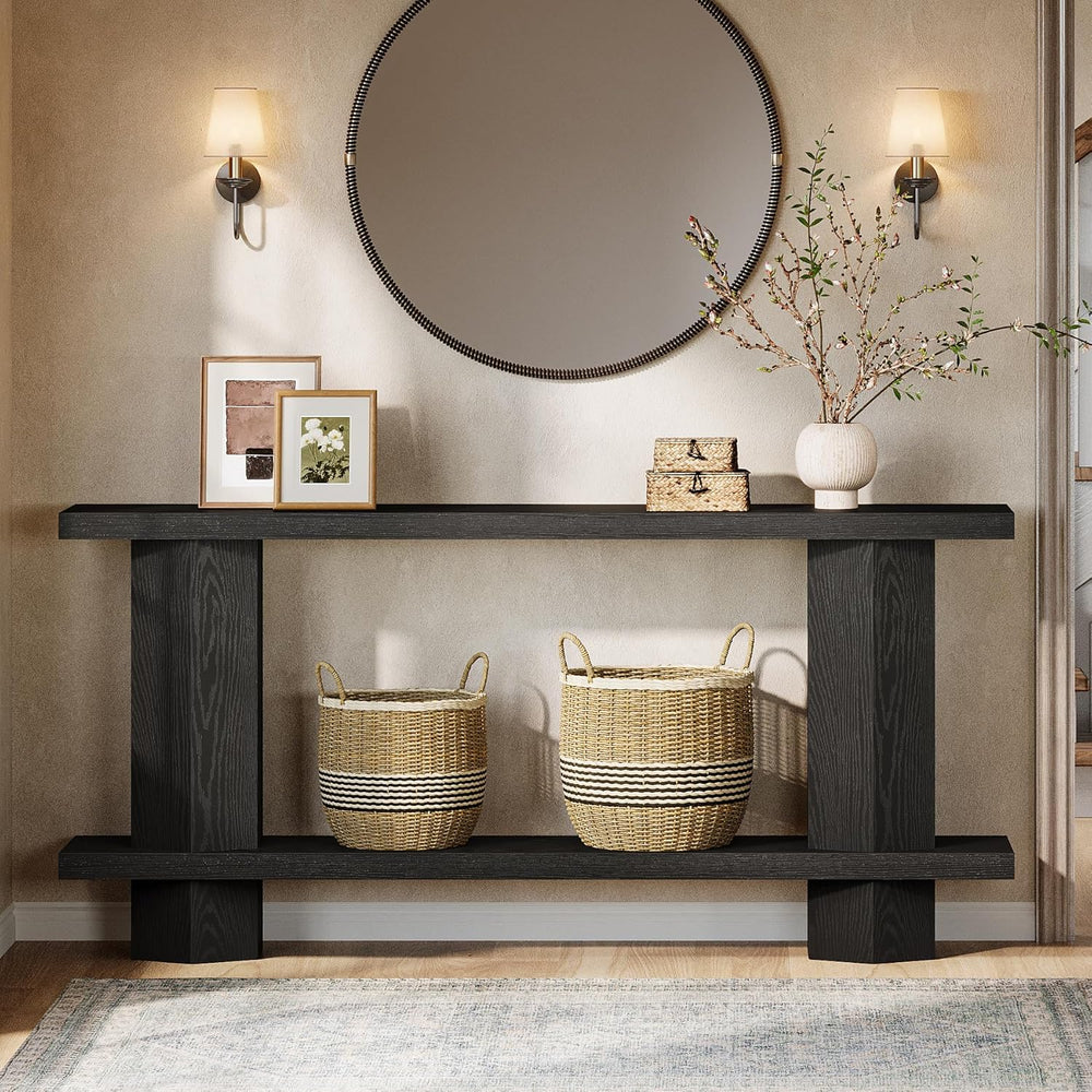 Tribesigns 71-Inch Long Console Table for Entryway, Wooden Sofa Table Behind ...