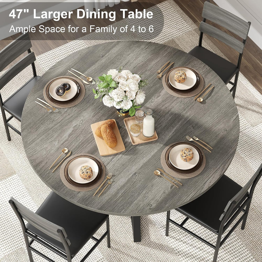 knoworld 47" Round Dining Table for 4, Kitchen Tables Dining Room Circle...