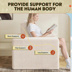 WLIVE Compact Bean Bag Chair, Single Foam Couch Chair, Compact Bean Bag Chair for Dorm Bedroom Kids Playroom, Teen Adult, Beige