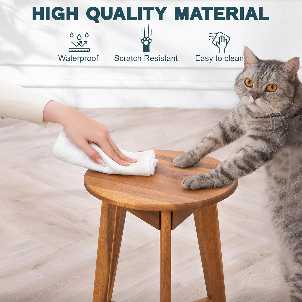 VICTORY RELAX Round Side Table – Solid Acacia Wood End Table for Living Room ...