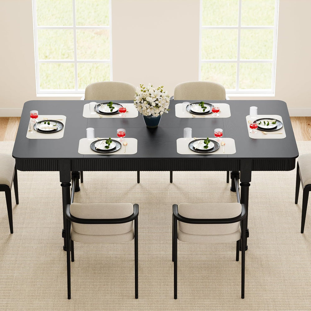 78 Inch Fluted Kitchen Dining Table for 6 8 10, Large Rectangular Kitchen Tab...