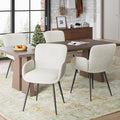 VKNOW Modern Dining Chairs Set of 4, Upholstered Dining Room Chair with Armrest, Kitchen Chairs with Curved Ergonomics Backrest for Living Room, Dining Room, Kitchen, Beige