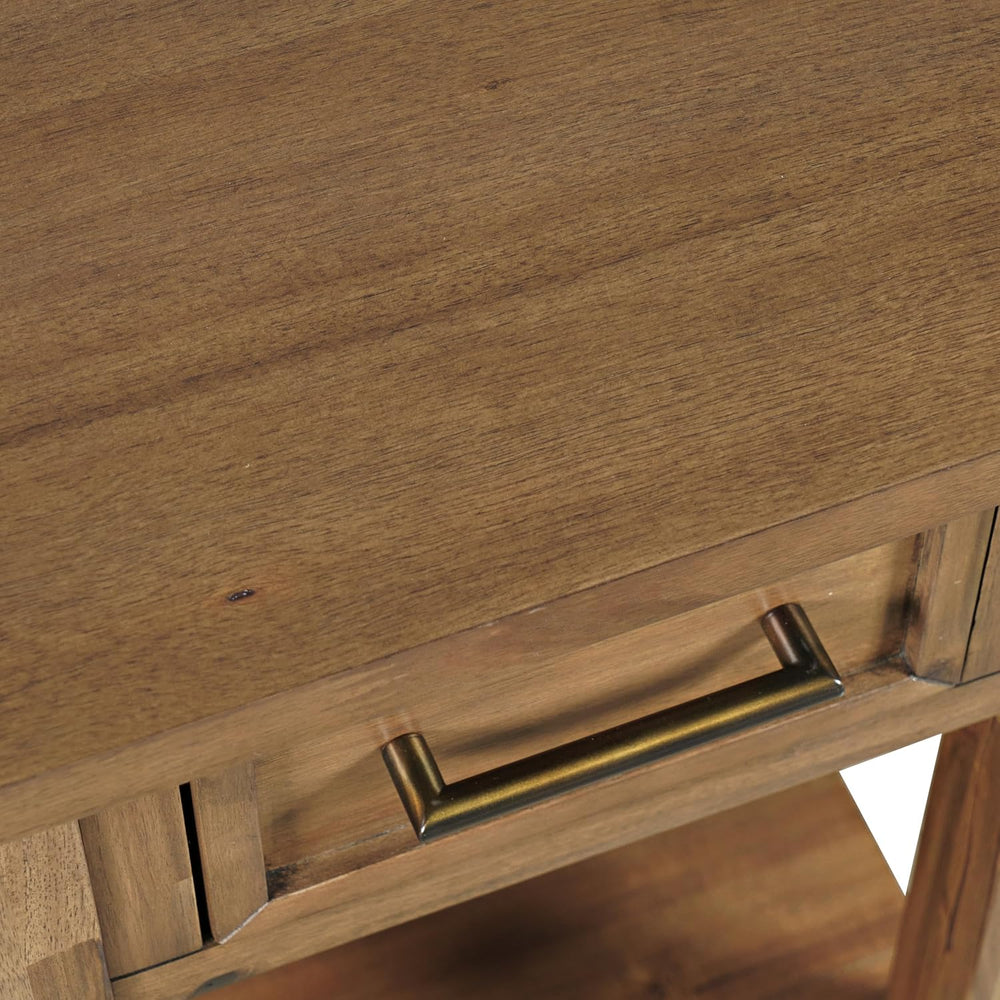 Jofran Acacia Wood USB Charging End Table with Storage, Transitional Side Tab...