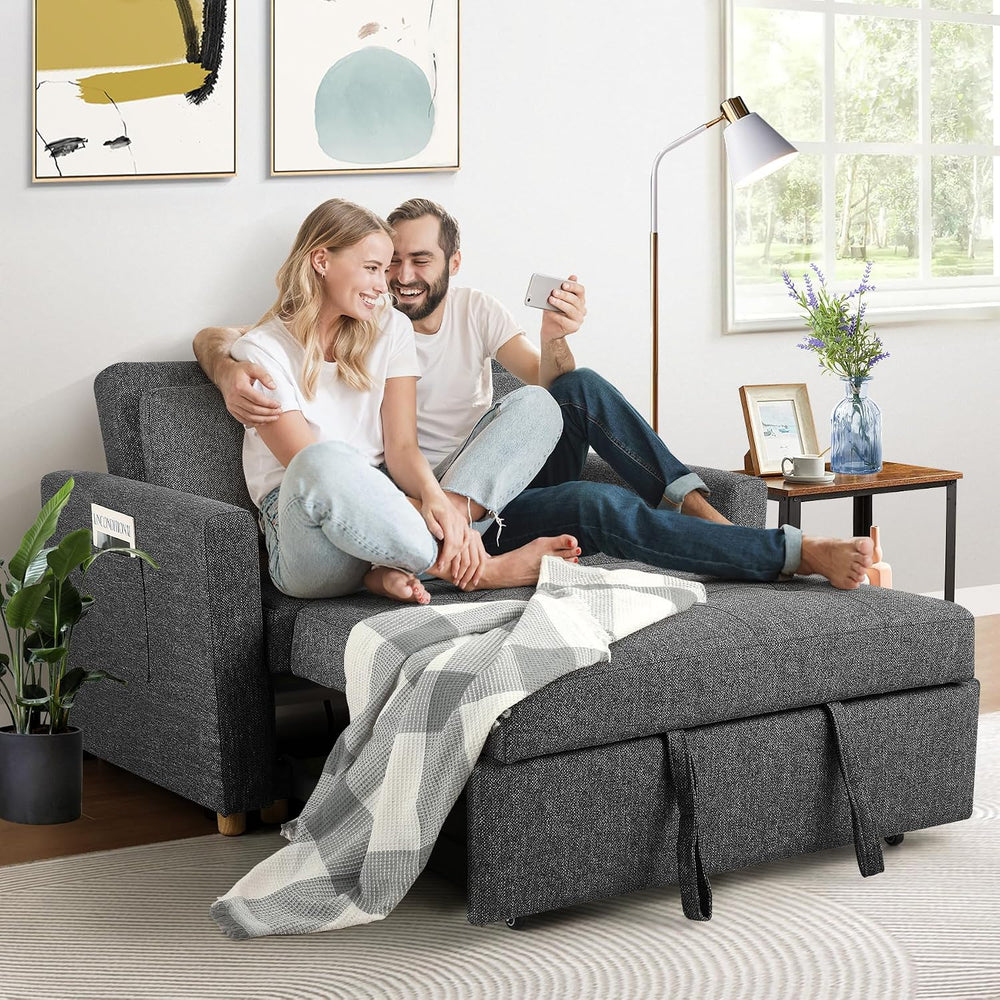 SEJOV Loveseat Sleeper, 3-in-1 Convertible Sofa Bed Pull Out, Black