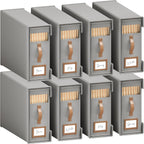 8 Pack Bed Sheet Organizers And Storage(King & Queen Size) With Leather Handles,Foldable Linen Closet Organizer With Clear Window,Bedding Storage Box For Blanket,Sheets,Duvet Cover-Gray