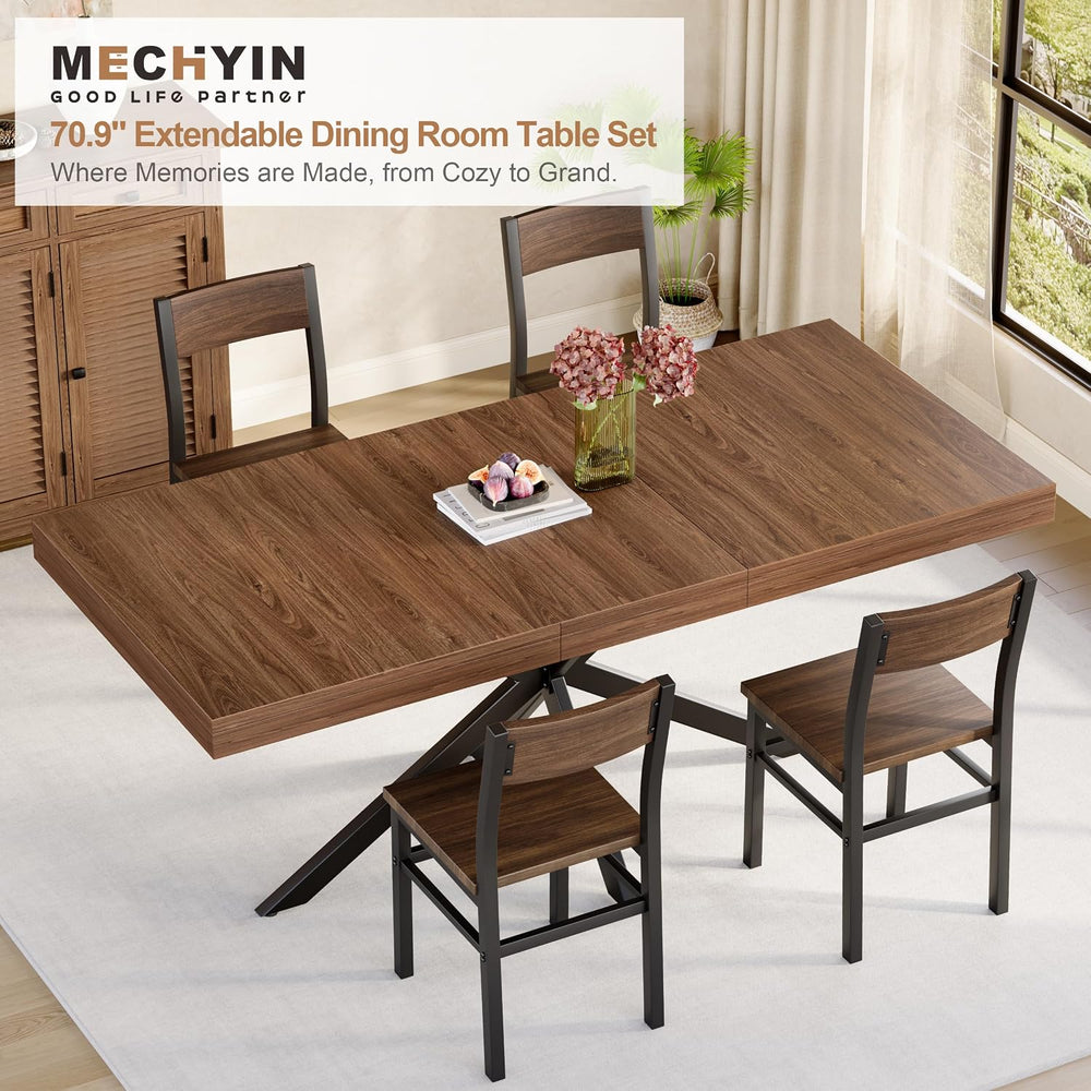 Extendable 5-Piece Dining Table Set for 4, 55"-70" Kitchen Table,4 ...