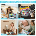 Snack Bag for Travel & Makeup - Clear Chenille Letter Zipper Pouch, Waterproof Cosmetic Tote Bag for Women & Girls (Blue)