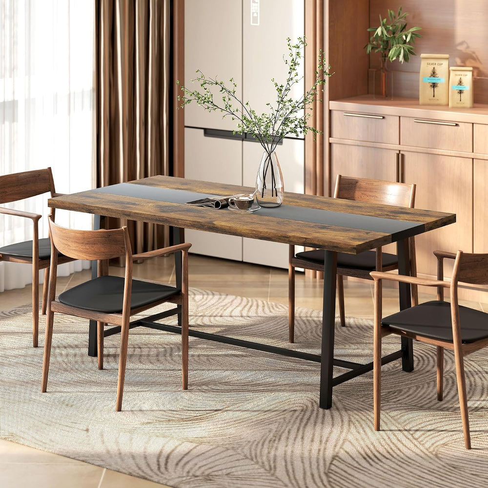 HOMCOM Industrial Dining Table for 8 People, 70.9" Long Rectangular Kitc...