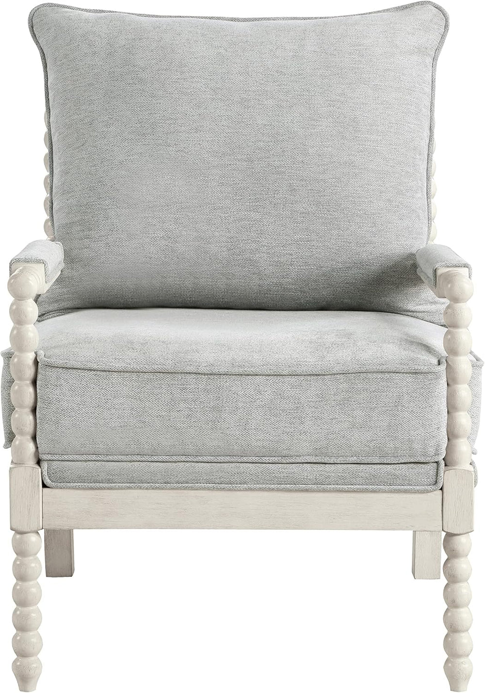 OSP Home Furnishings Kaylee Spindle Accent Chair with Antique White Wood Fram...