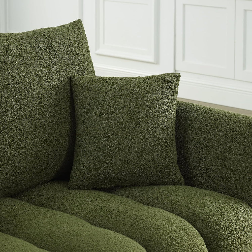 Antetek Set of 3 Teddy Fabric Sofa for Living Room, Modern 2 Units Deep Seat ...