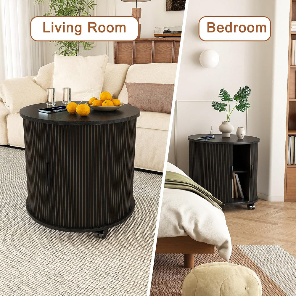 Mid Century Modern Side Tables Living Room with Charging Station, Small Side ...