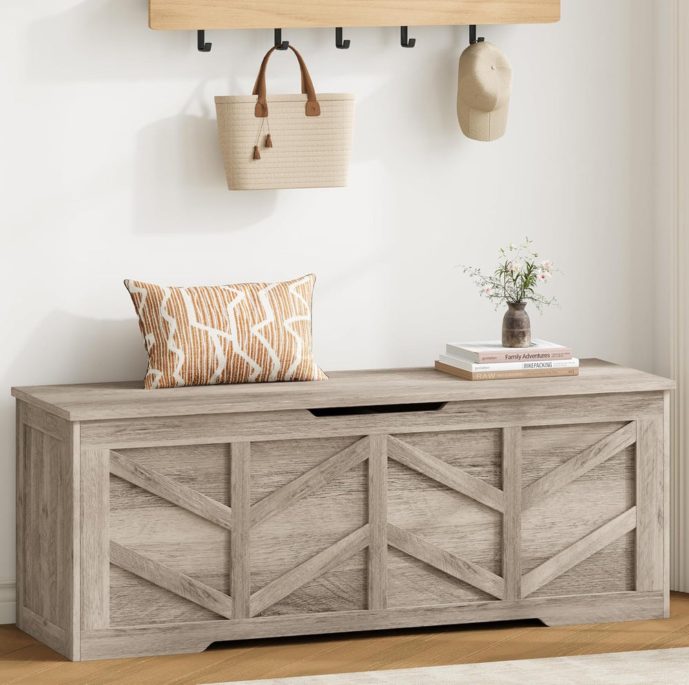 Extra Large Storage Chest, Storage Bench with 2 Safety Hinges | 51.2" St...
