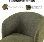 NORDICANA Barrel Dining Room Chair with Arms, Faux Fur Accent Chair for Kitchen, Living Room, Upholstered Single Sofa Chair, Green