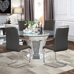 AZmac Modern Leather Dining Chairs Set of 4,Armless Kitchen Chairs,Dining Room Chairs with Upholstered Padded Seat and Sturdy Chrome Legs for Dining Room,Kitchen (Set of 4, Black+PU Leather)