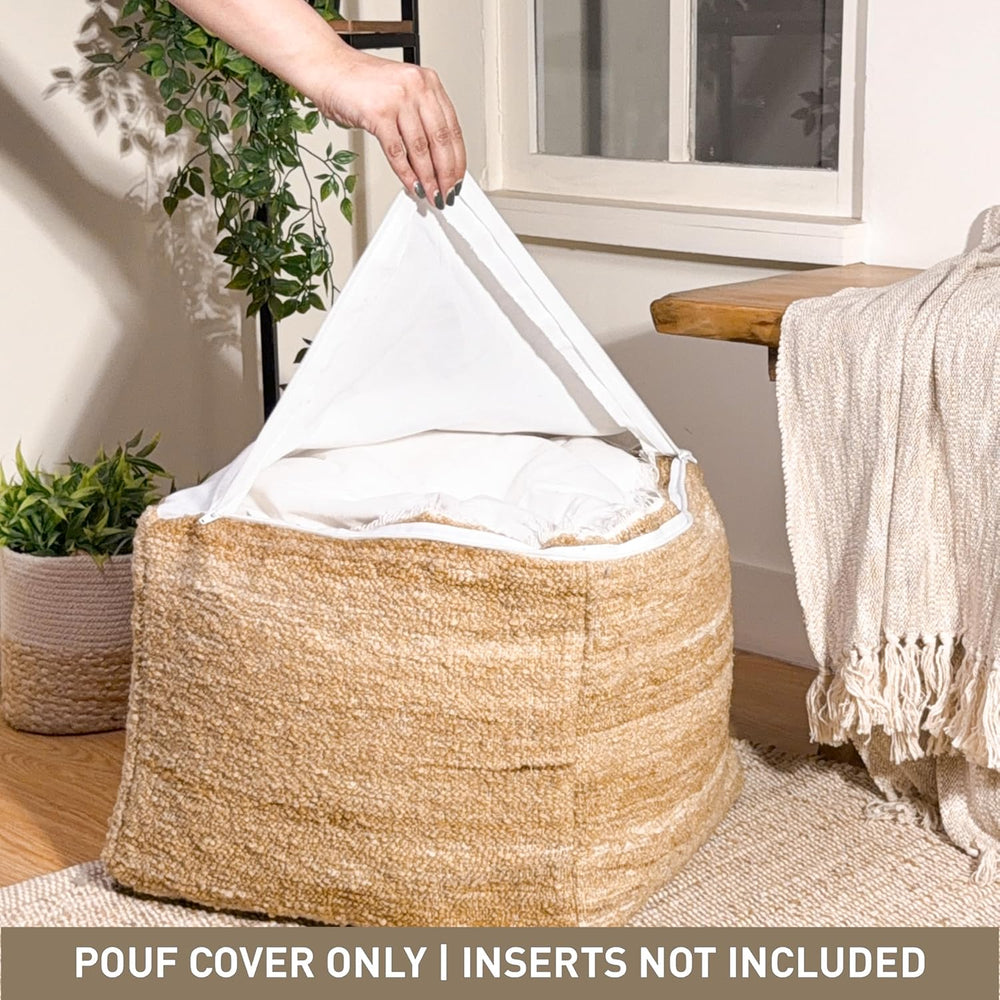 Chardin home Unstuffed Pouf Ottoman Cover, Beige, 16.5x16.5x12.9 Inches | DIY...
