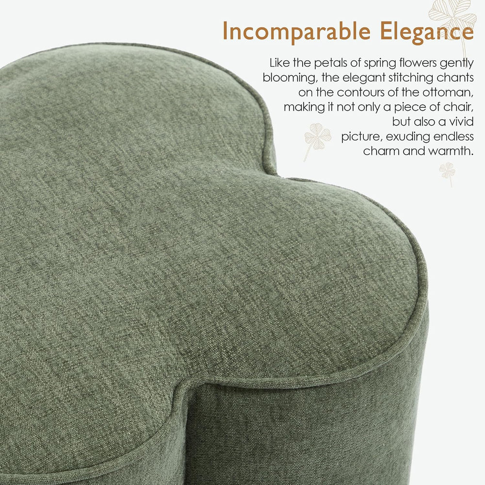 Green Linen Ottoman Set of 2, Small Vanity Stool, Modern Footstool | Multi-Fu...