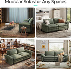 LINSY HOME 90'' Cloud Loveseat Sofa, Modular Sectional Couches Corduroy Cloud Couch Soft Modern Comfy Love Seat Sofa Set for Living Room Apartment Office, Green