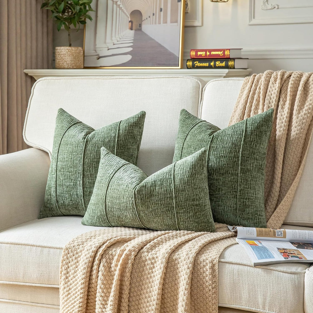Neelvin Soft Chenille Throw Pillow Covers 26x26 Set of 2, Modern Textured Dec...