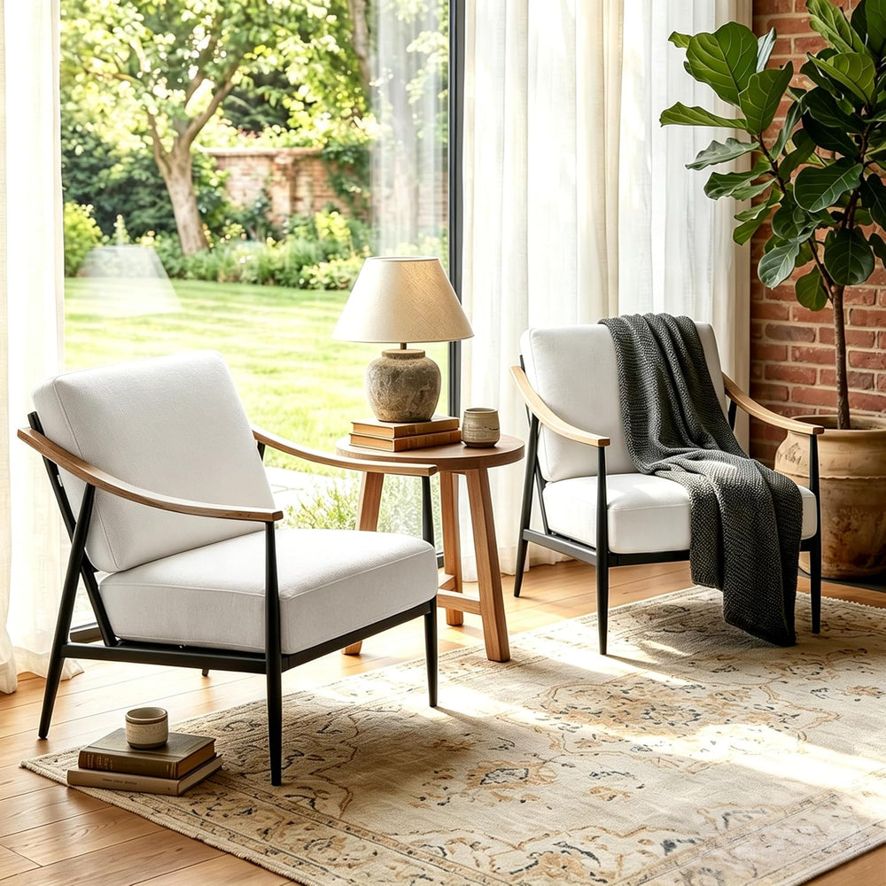 RNKSFX Modern Accent Chairs Set of 2 for Living Room Bedroom Mid Century Arm ...