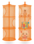 Libeder Mesh Hanging Storage Space Saver Bags Organizer,Foldable Storage Organizer 3 Compartments Toy Storage Basket for Kids Room Bathroom 2 Sets Orange
