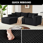 97" Modular Sectional Sofa, L-Shaped Boneless Couch with Deep Seat, Cozy Cloud Couch Sectional with Convertible Ottoman, Modern Sectional Couches for Living Room（ Black）