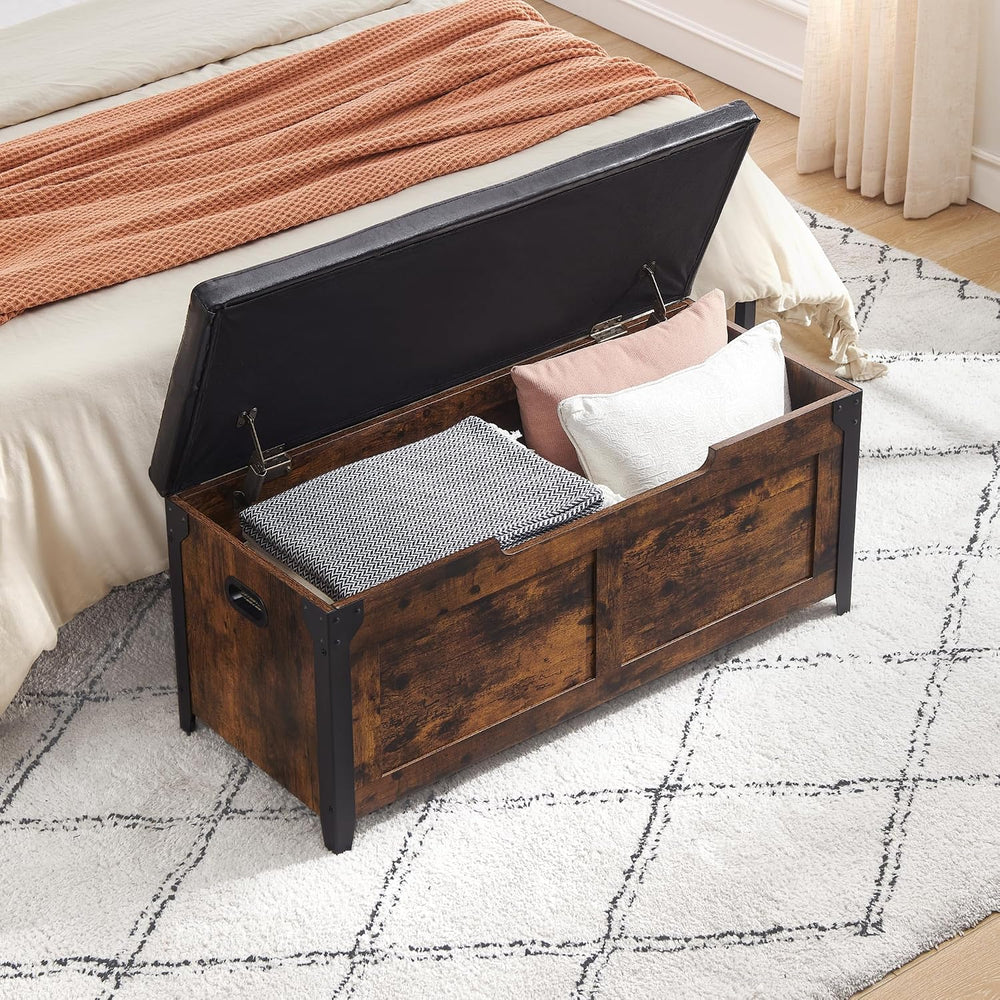 GAOMON 39.4" Storage Chest, Storage Bench with Safety Hinge | Farmhouse ...