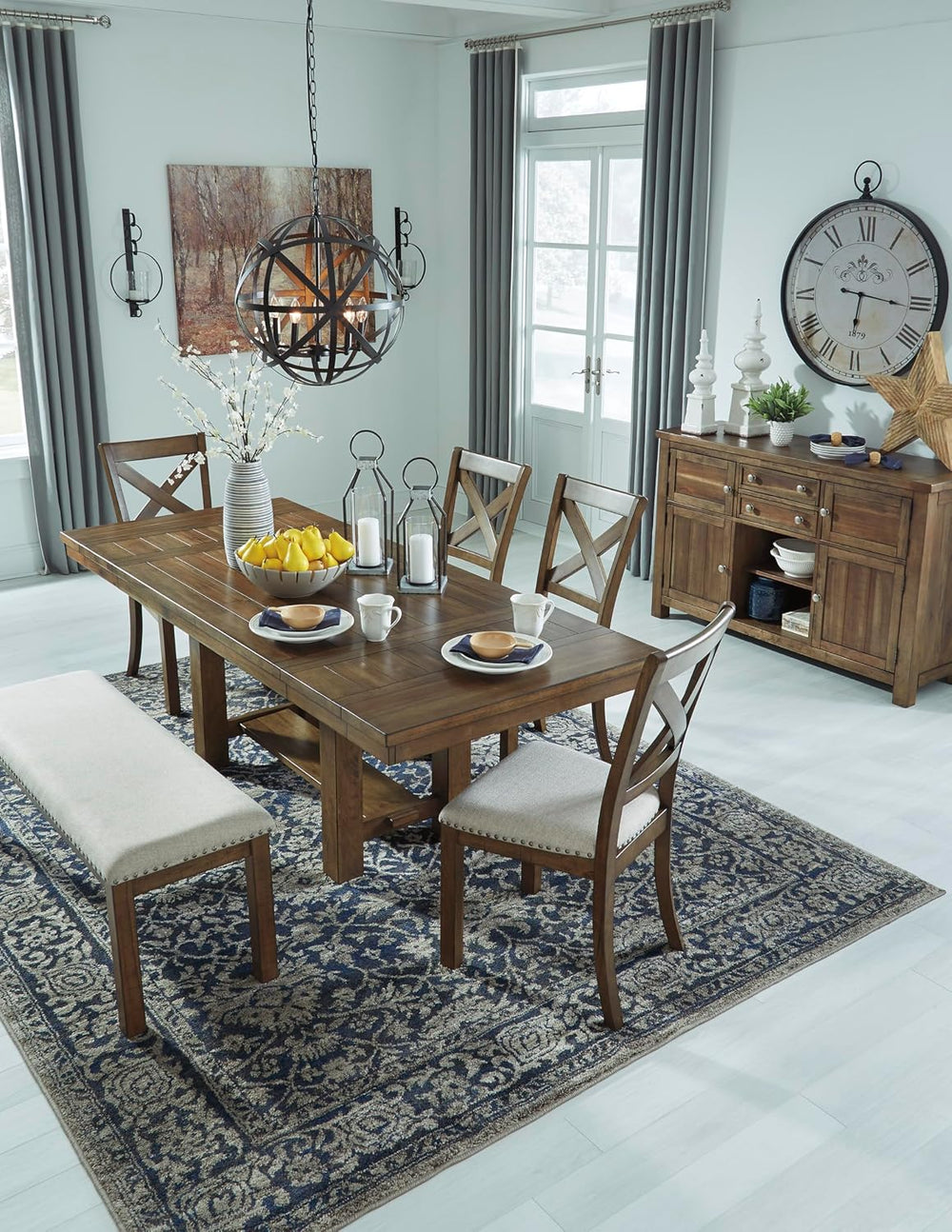 Signature Design by Ashley Extendable Dining Table, Grayish Brown, Seats 8