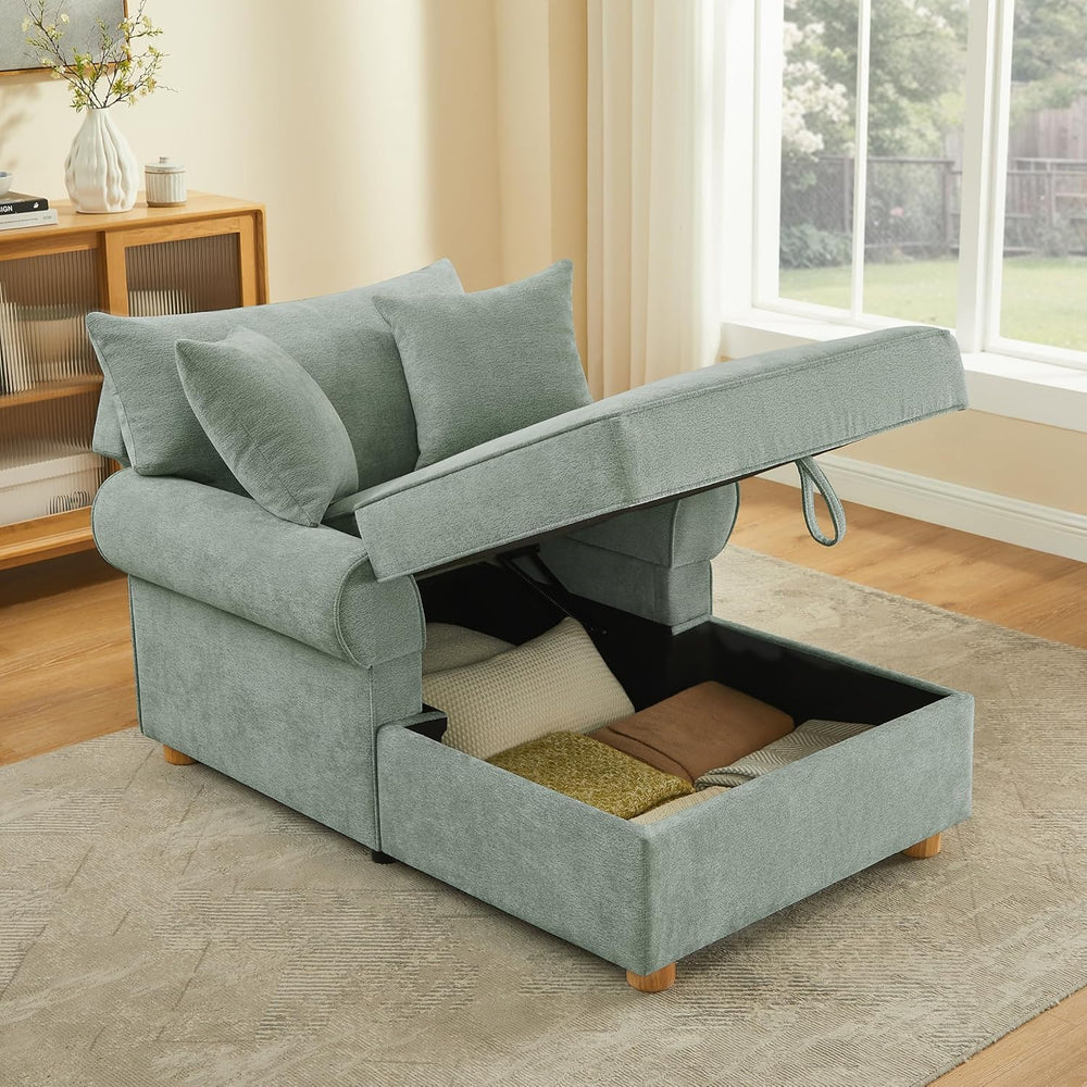 VANOMi Oversized Chaise Lounge Chair Indoor, Comfy Reading Chair with Storage...