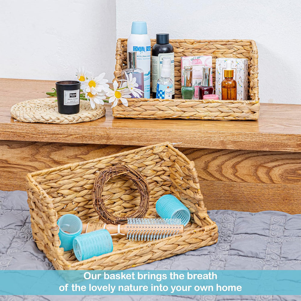 VATIMA Water Hyacinth Storage Baskets for Organizing, Medium Open-Front Wicke...