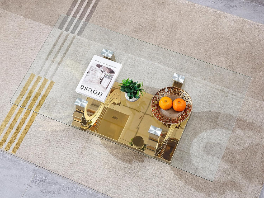 HomVent 2PCS Glass Living Room Table Set Coffee Table Set for Living Room | R...