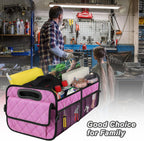 Deosk Car Trunk Organizer for SUV, Car Organizers and Storage with 6 Pocket, Car Accessories for Women/Men 50L Waterproof Polyester Trunk Organizer(Medium,Pink)