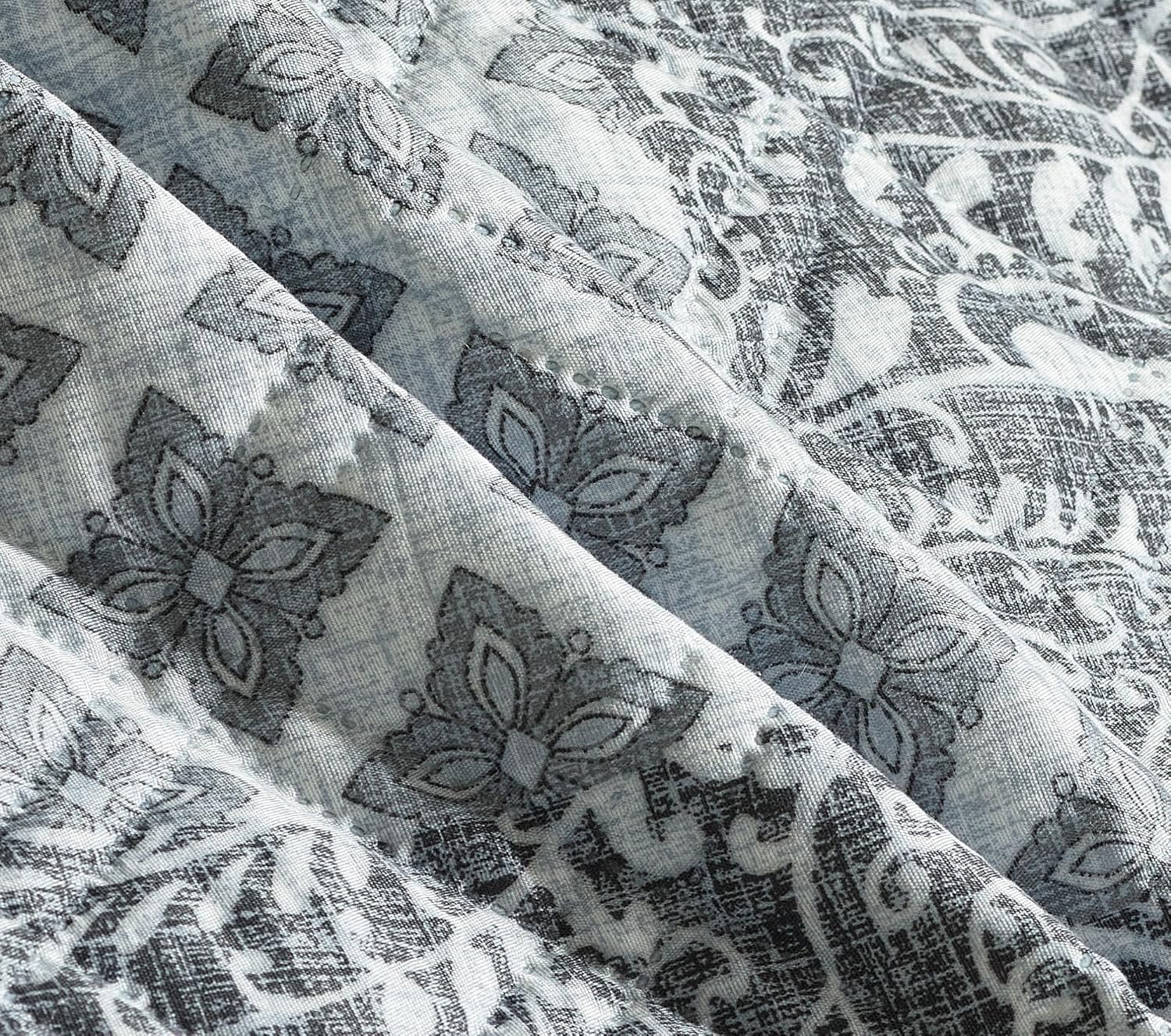 Brilliant Sunshine Grey Flowers Patchwork Couch Armrest 5 Pockets Organizer, Slip Resistant Recliner Armchair Caddy, Washable Remote Controls Holder, Storage for Magazine, Tablet, Phone, iPad, Grey